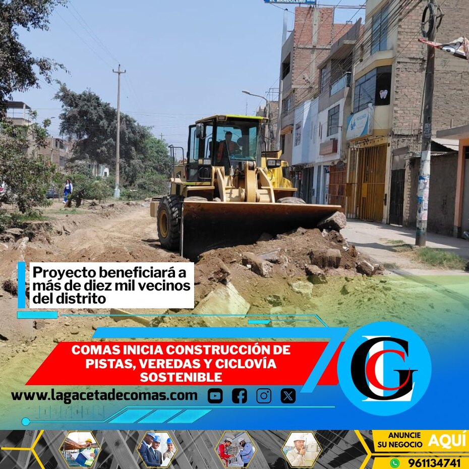 Comas inicia construcción de pistas, veredas y ciclovía sostenible