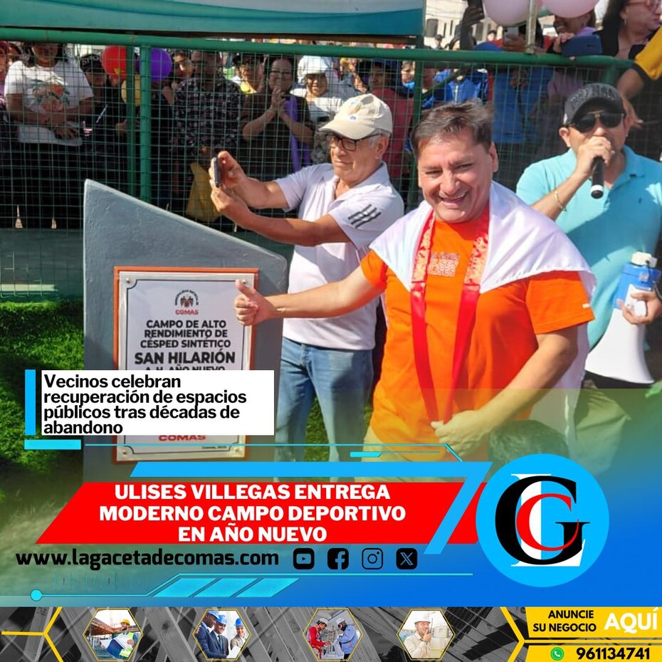 Ulises Villegas entrega moderno campo deportivo en Año Nuevo