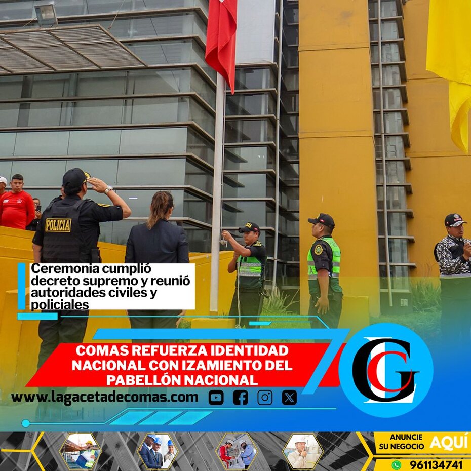 Comas refuerza identidad nacional con izamiento del Pabellón Nacional