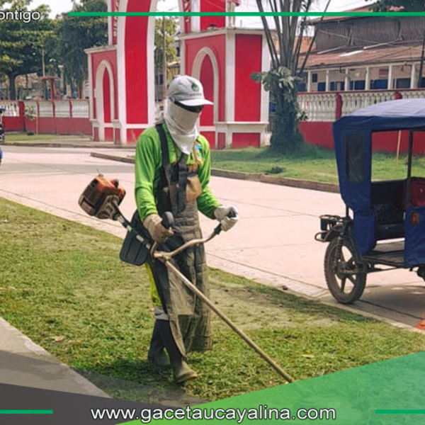 Municipalidad embellece Contamana con limpieza de áreas verdes