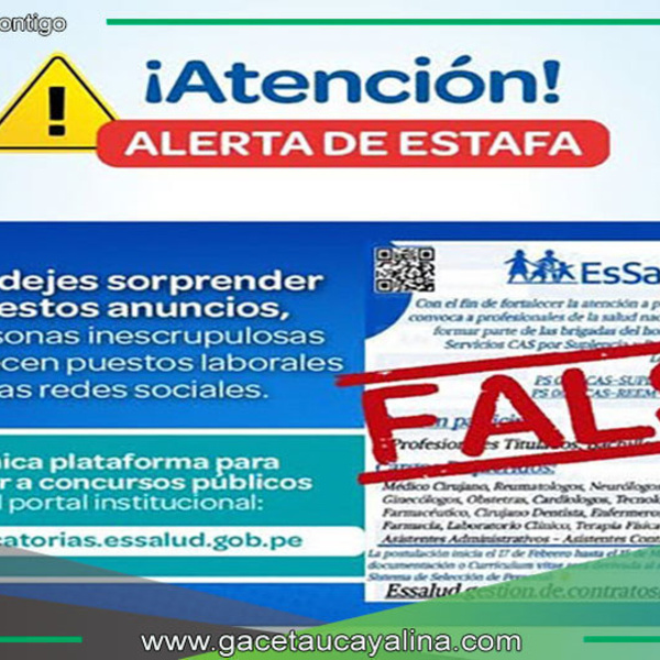 EsSalud Ucayali advierte sobre falsas convocatorias laborales en Facebook