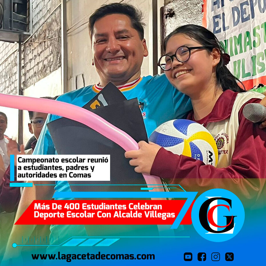 Más de 400 estudiantes celebran deporte escolar con alcalde Villegas