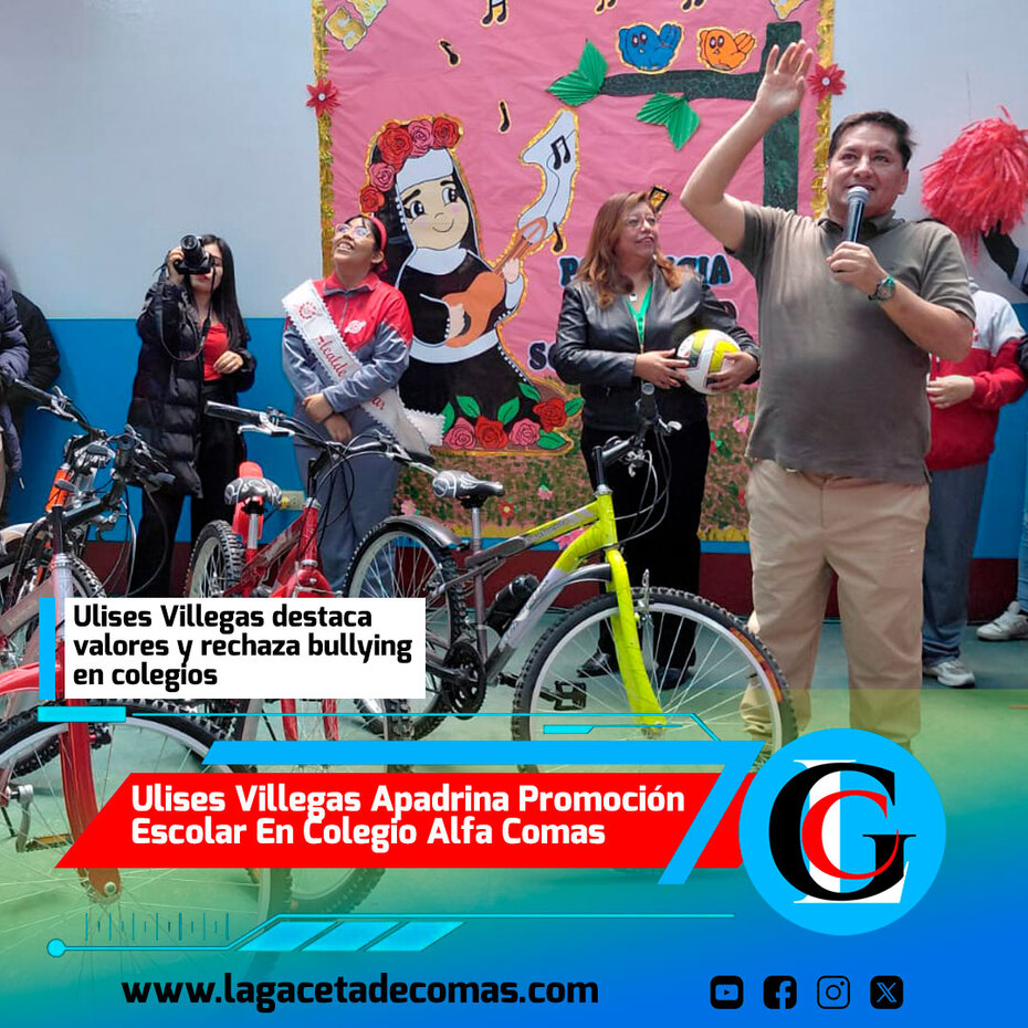 Ulises Villegas apadrina promoción escolar en colegio Alfa Comas