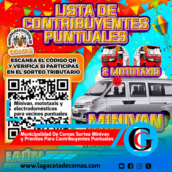 Municipalidad de Comas sortea minivan y premios para contribuyentes puntuales