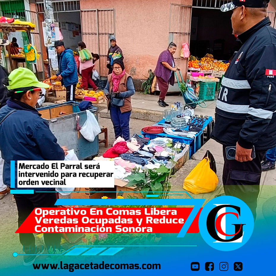 Operativo en Comas libera veredas ocupadas y reduce contaminación sonora