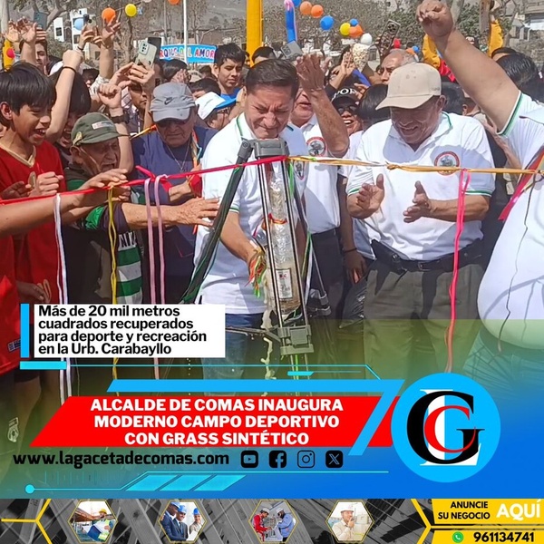 Alcalde de Comas inaugura moderno campo deportivo con grass sintético