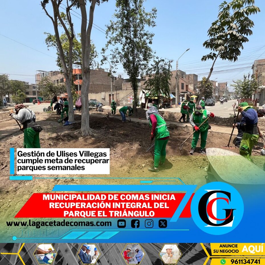 Municipalidad de Comas inicia recuperación integral del parque El Triángulo