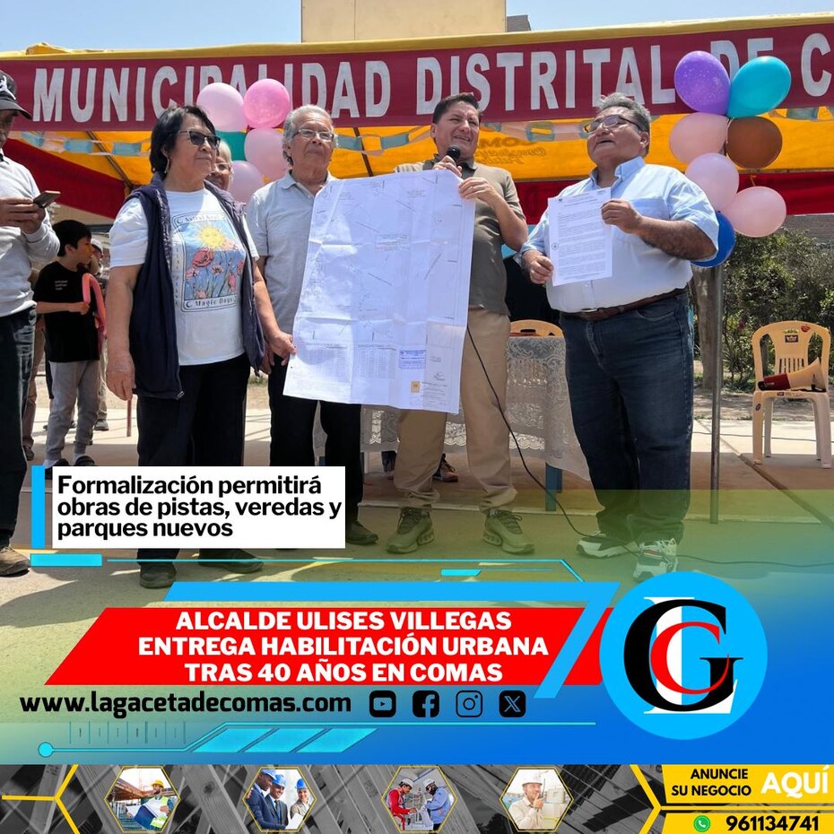 Alcalde Ulises Villegas entrega habilitación urbana tras 40 años en Comas