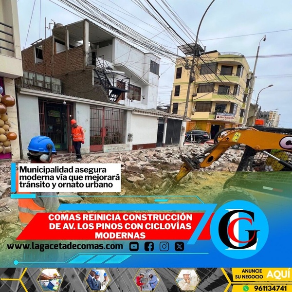 Comas reinicia construcción de Av. Los Pinos con ciclovías modernas