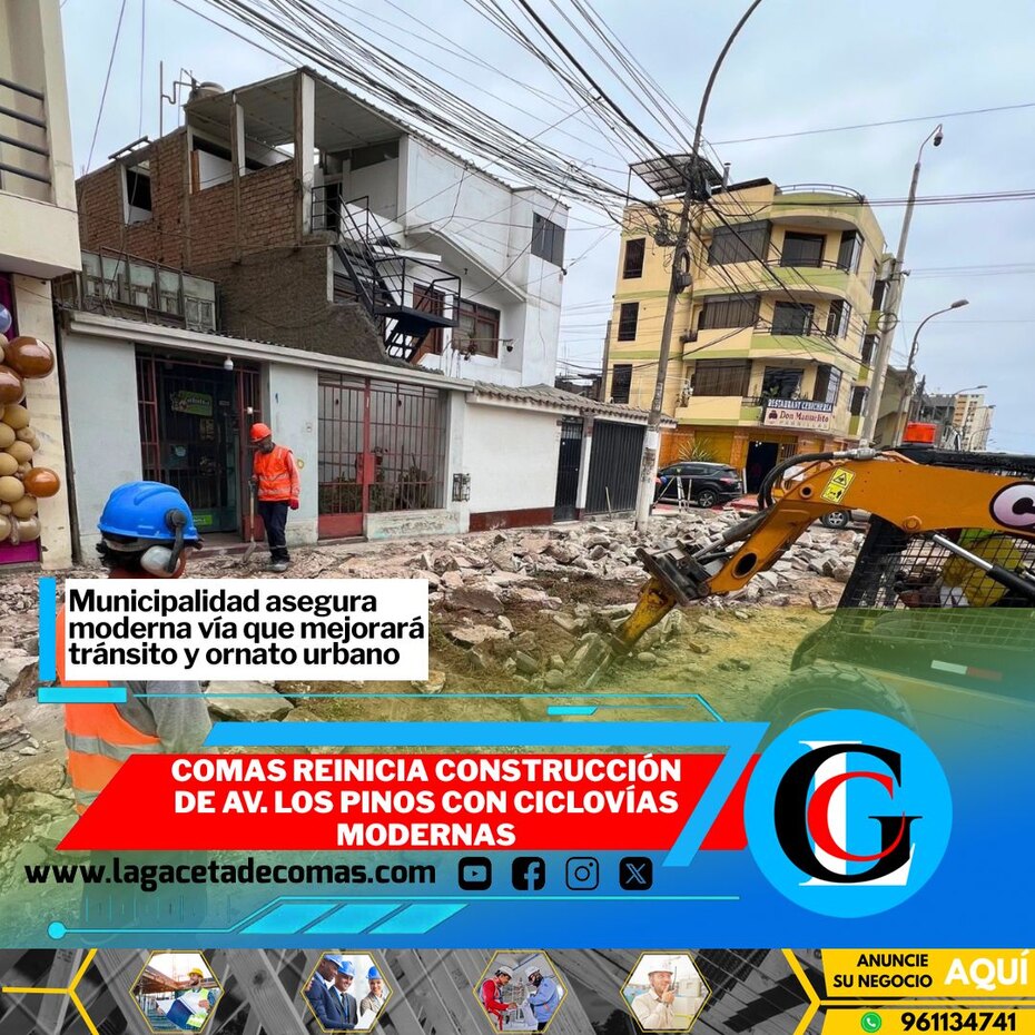 Comas reinicia construcción de Av. Los Pinos con ciclovías modernas