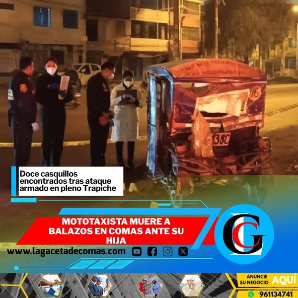 Mototaxista muere a balazos en Comas ante su hija