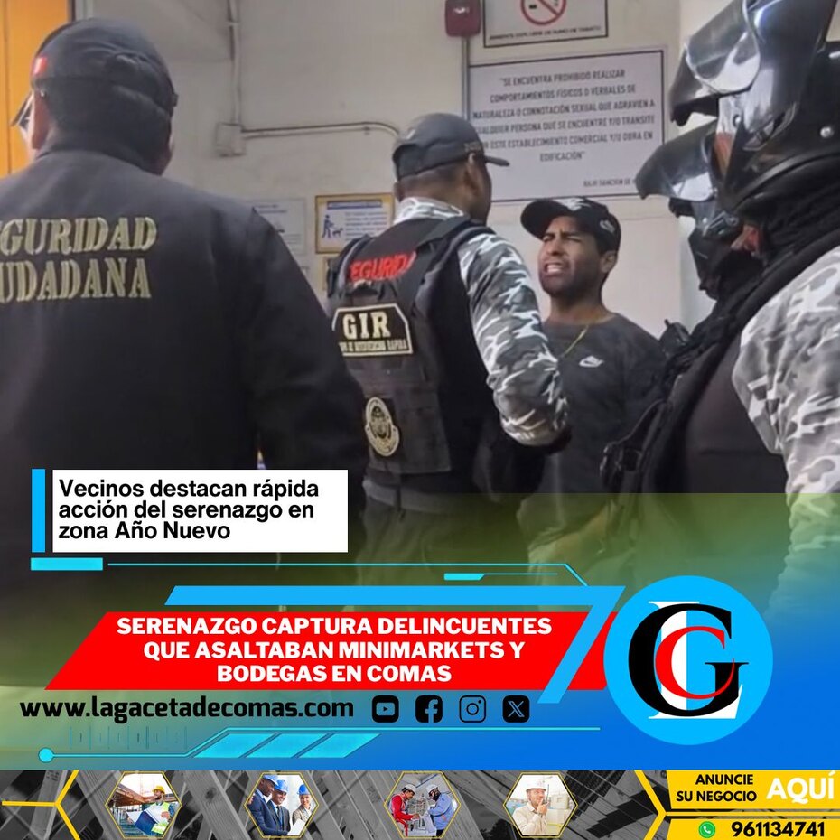 Serenazgo captura delincuentes que asaltaban minimarkets y bodegas en Comas