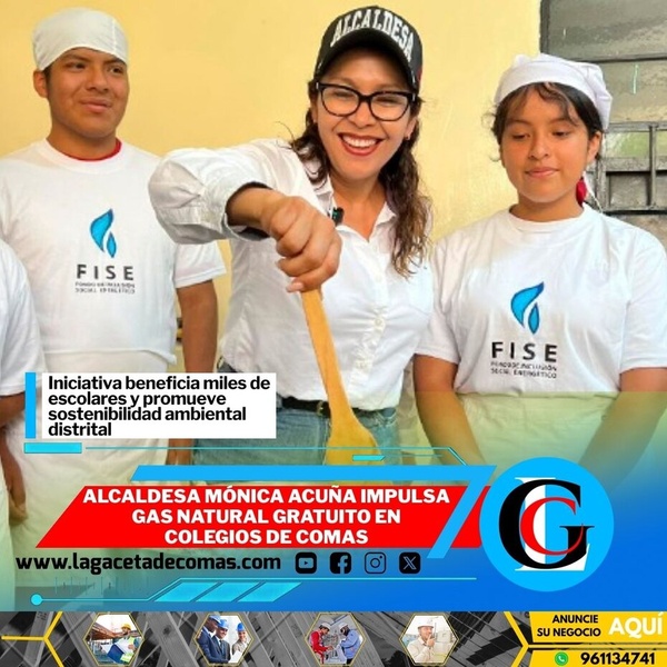 Alcaldesa Mónica Acuña impulsa gas natural gratuito en colegios de Comas