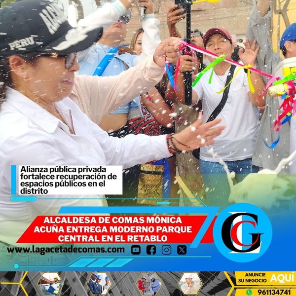 Alcaldesa de Comas Mónica Acuña entrega moderno parque central en El Retablo