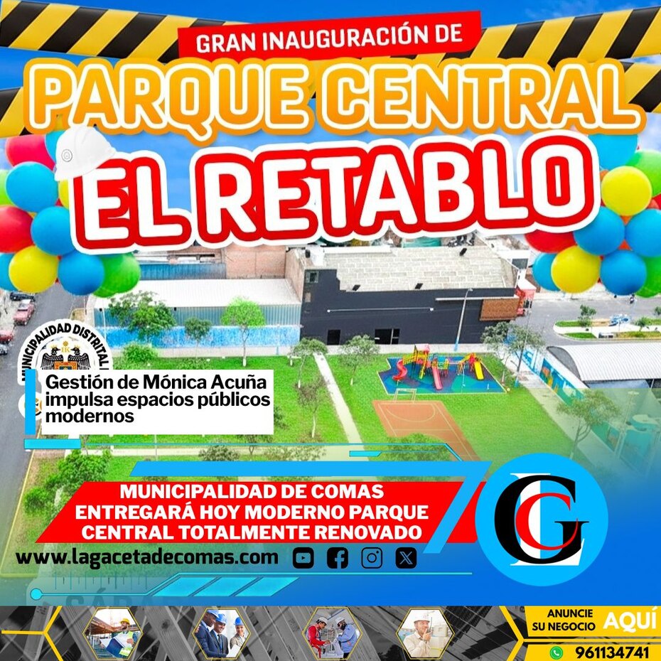 Municipalidad de Comas entregará hoy moderno parque central totalmente renovado