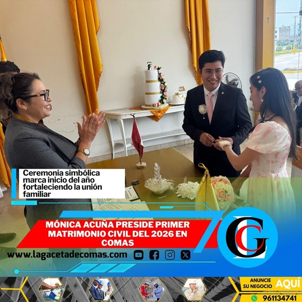 Alcaldesa Mónica Acuña preside primer matrimonio civil del 2026 en Comas