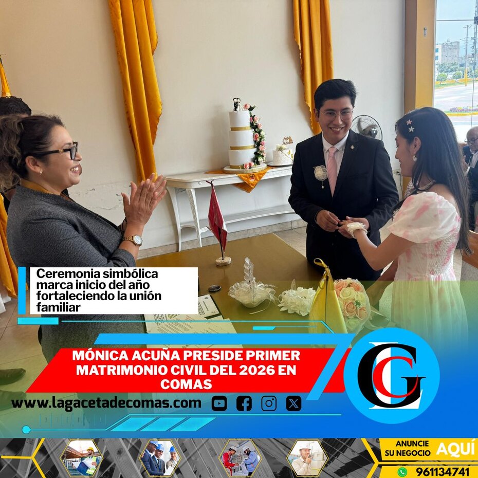 Alcaldesa Mónica Acuña preside primer matrimonio civil del 2026 en Comas