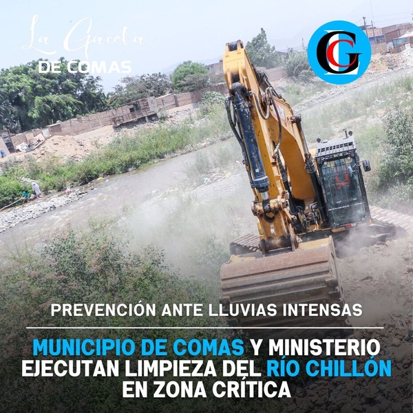 Comas inicia descolmatación del río Chillón para prevenir desbordes graves