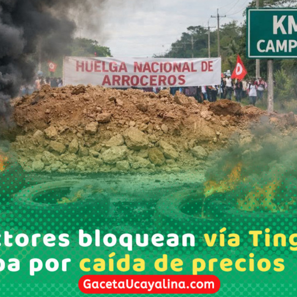 Arroceros bloquean carretera Tingo María–Pucallpa por crisis del precio