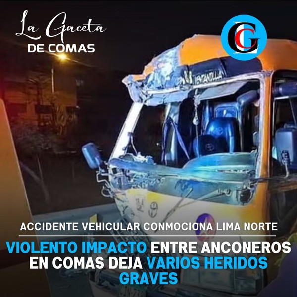 Diez heridos deja choque de dos cústeres “Anconeros” en Panamericana Norte Comas