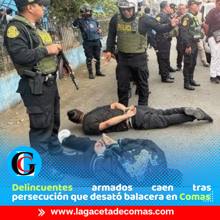 Policía captura a tres tras persecución y balacera en Comas