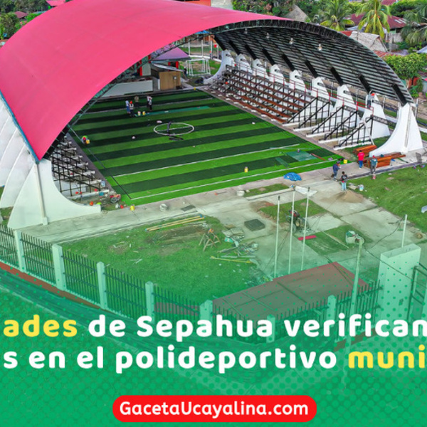 Municipalidad de Sepahua supervisa mantenimiento integral del polideportivo distrital