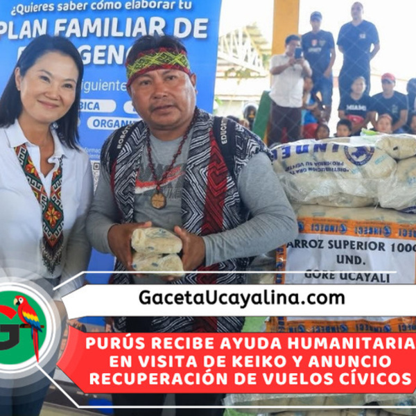Keiko Fujimori llega a Purús con ayuda y anuncia vuelos cívicos