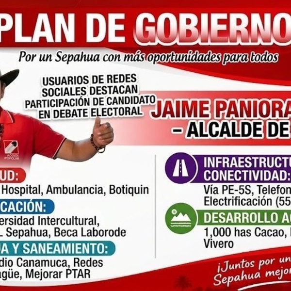 Según comentarios de las Redes Sociales Jaime Paniora Destacó en el Debate  Electoral en Sepahua