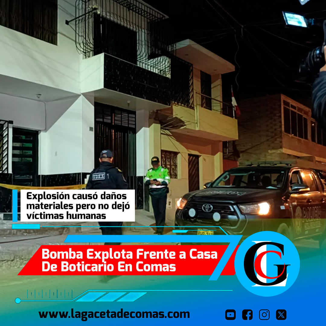 Bomba explota frente a casa de boticario en Comas