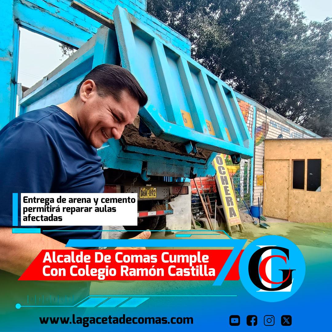 Alcalde de Comas cumple compromiso con colegio Ramón Castilla