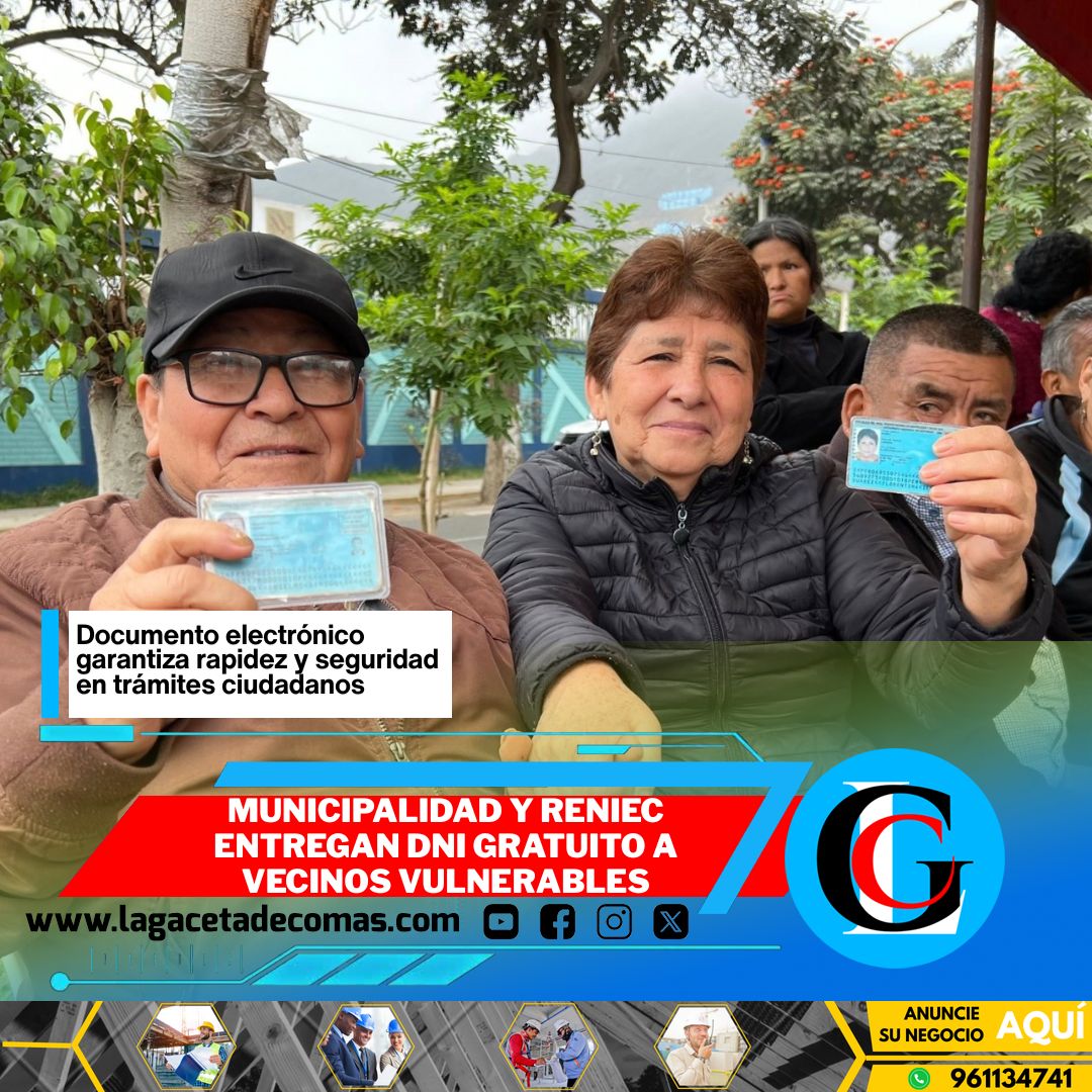 Municipalidad y RENIEC entregan DNI gratuito a vecinos vulnerables