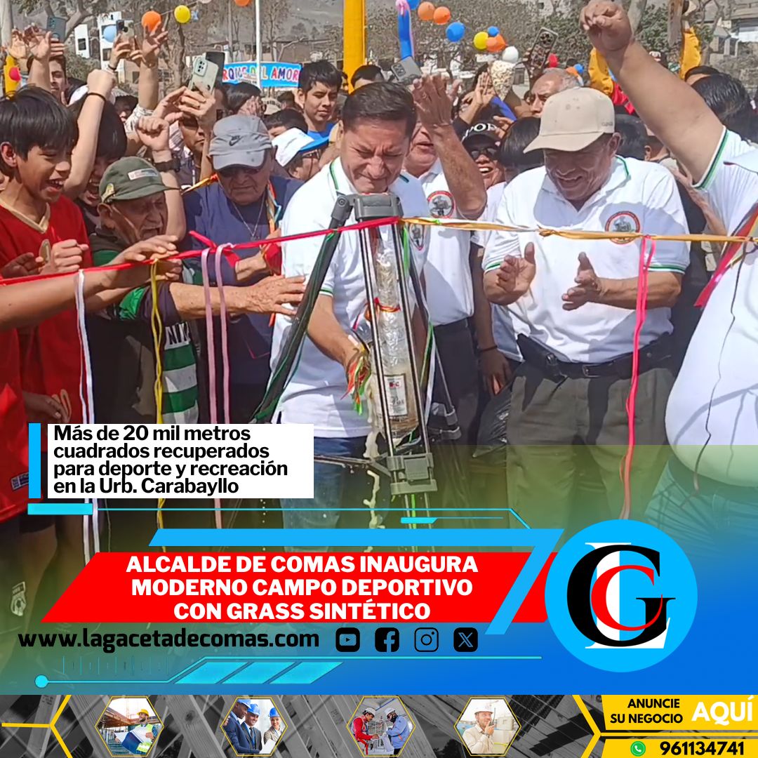 Alcalde de Comas inaugura moderno campo deportivo con grass sintético