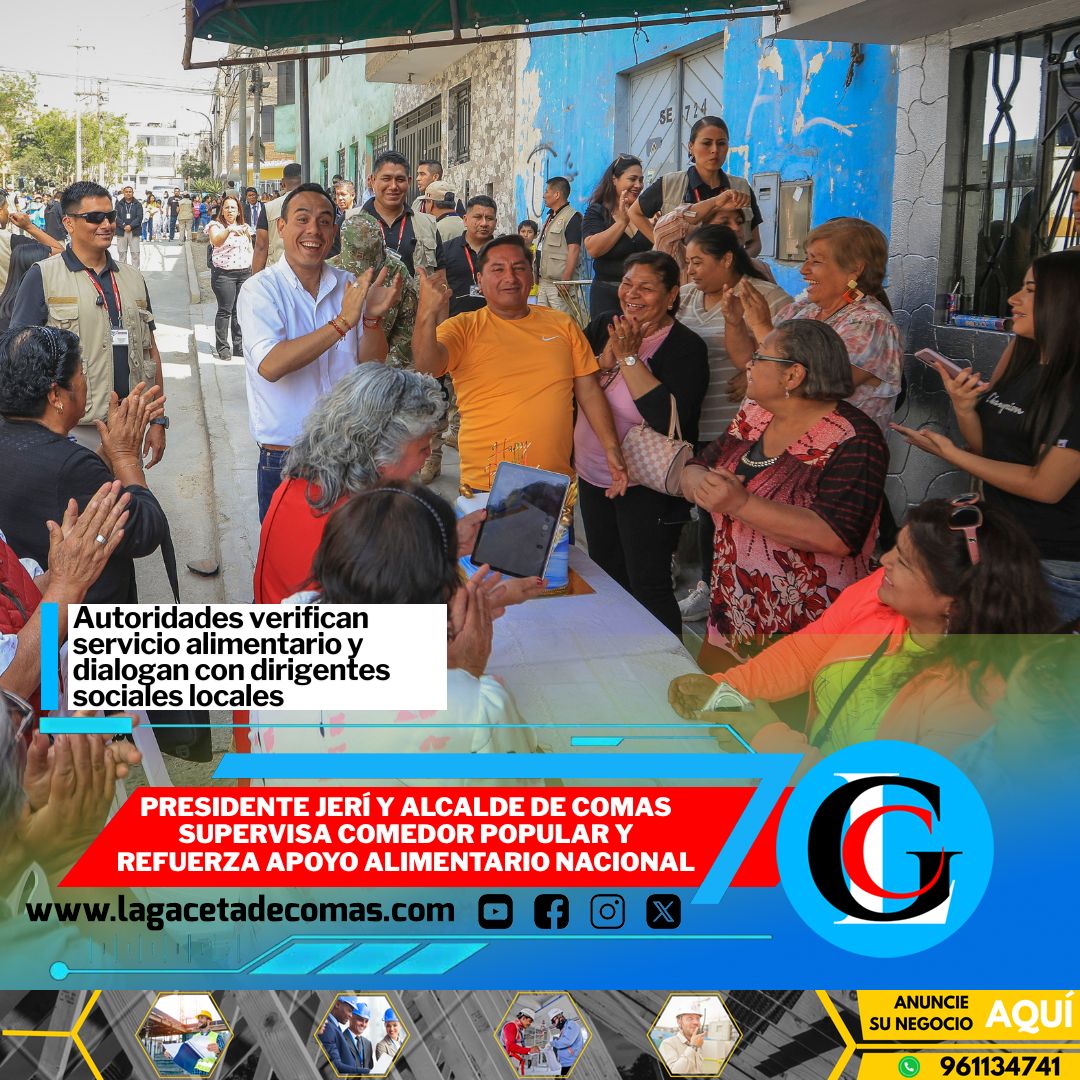 Presidente Jerí y alcalde de Comas supervisa comedor popular y refuerza apoyo alimentario nacional