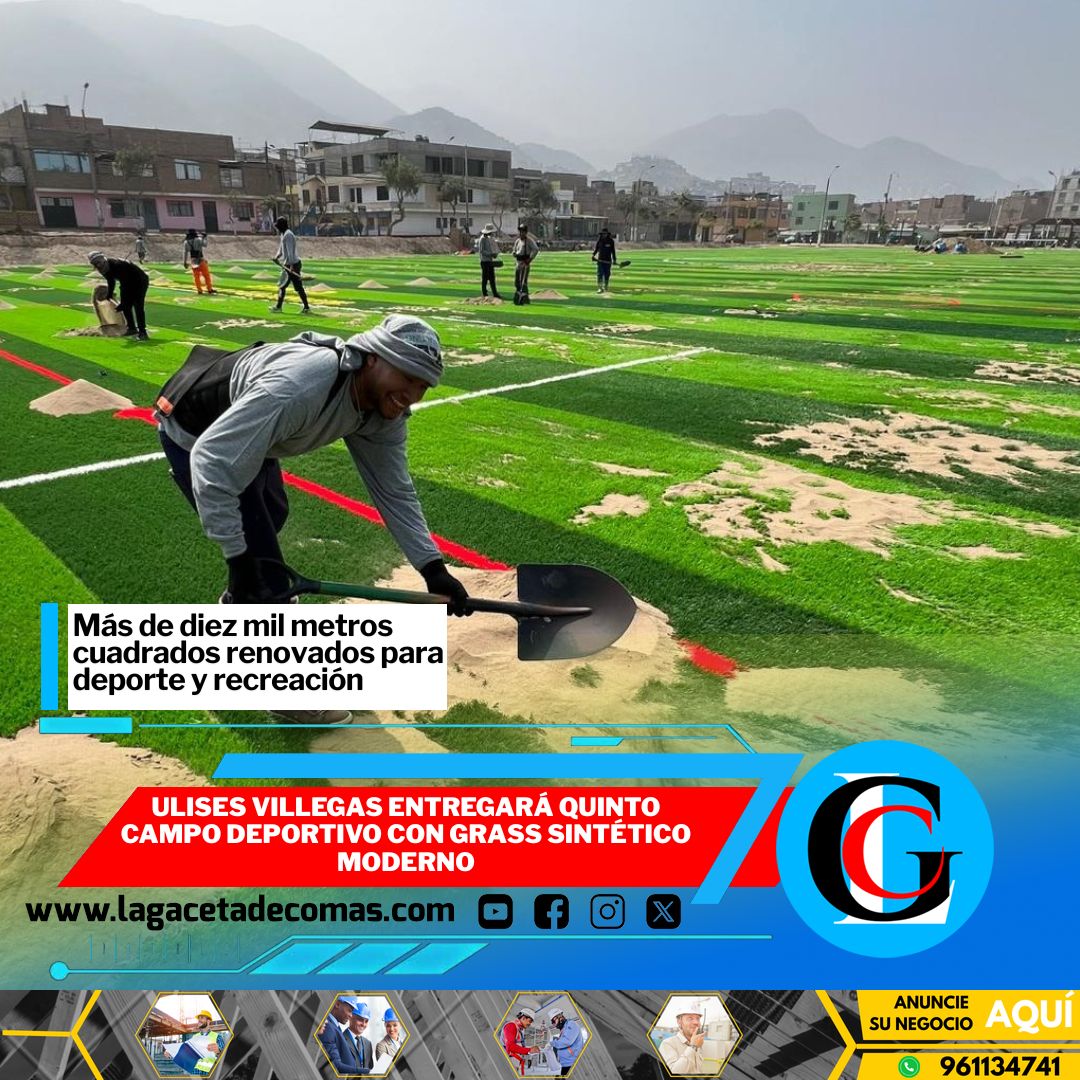 Ulises Villegas entregará quinto campo deportivo con grass sintético moderno