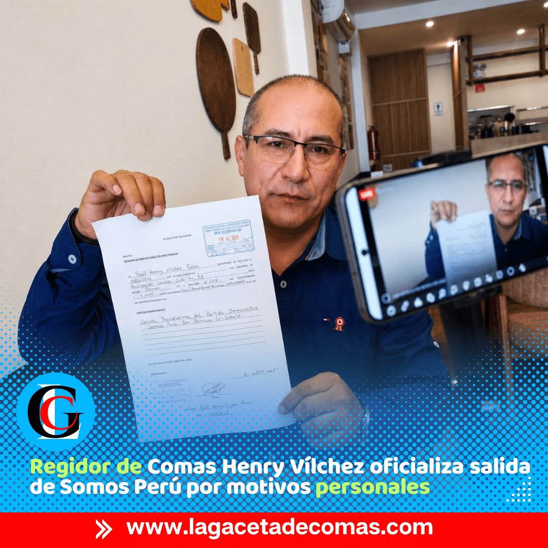 Henry Vílchez renuncia a Somos Perú y anuncia nuevo rumbo político