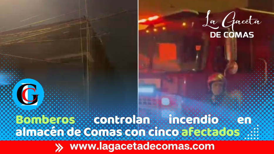 Incendio en almacén de escobas en Comas deja cinco afectados.